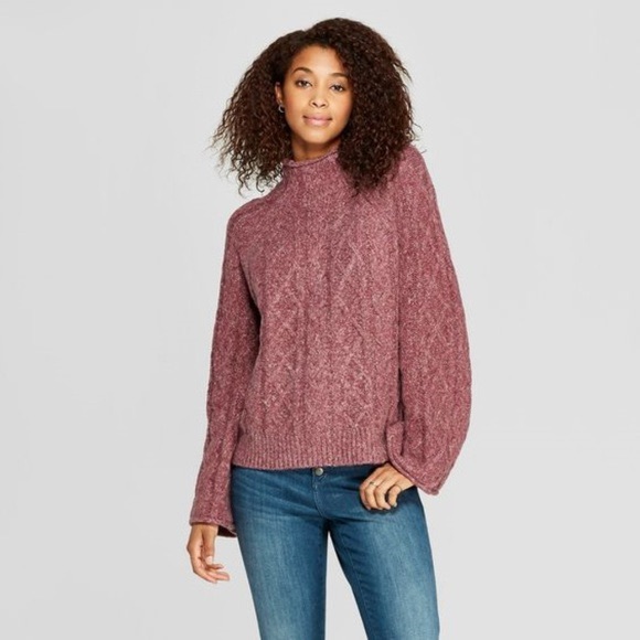 Universal Thread Sweaters - Universal Thread Mock Neck Cable Knit Sweater